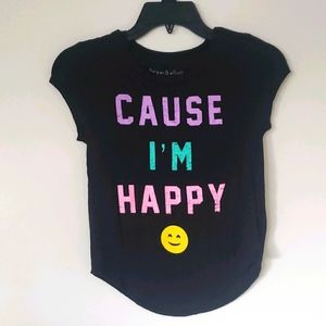 Harper & Elliott black t-shirt CAUSE I'M HAPPY